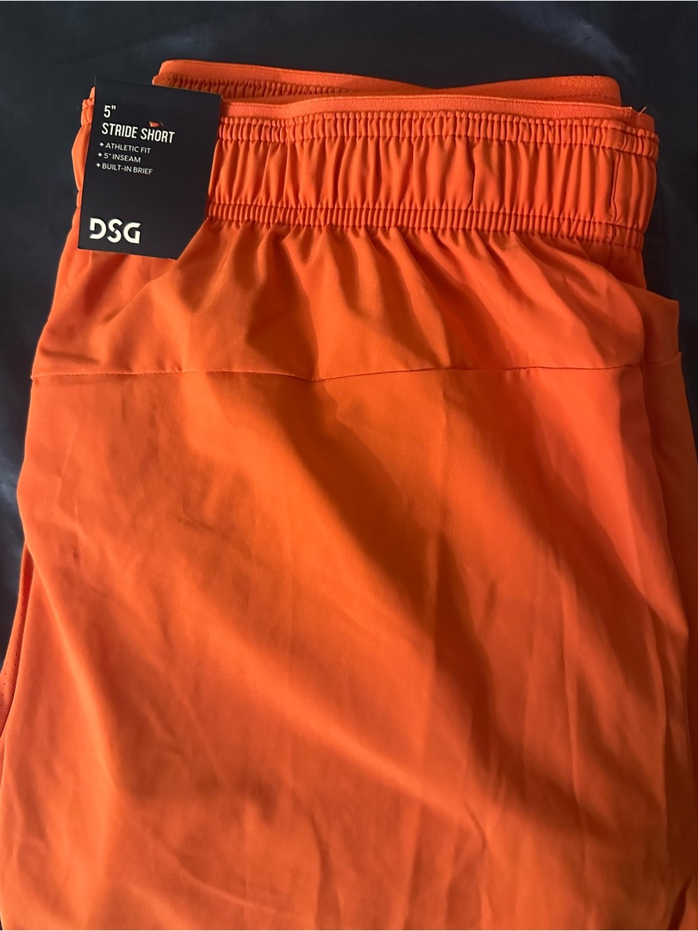 DSG mens Orange Stride Athletic Shorts